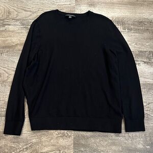 Katherine Barclay Women's XL Classic Black Crewneck Sweater 100% Merino Wool